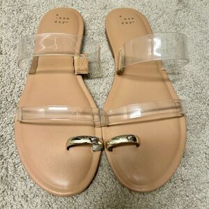 A New Day Beige Sandals with Clear Straps